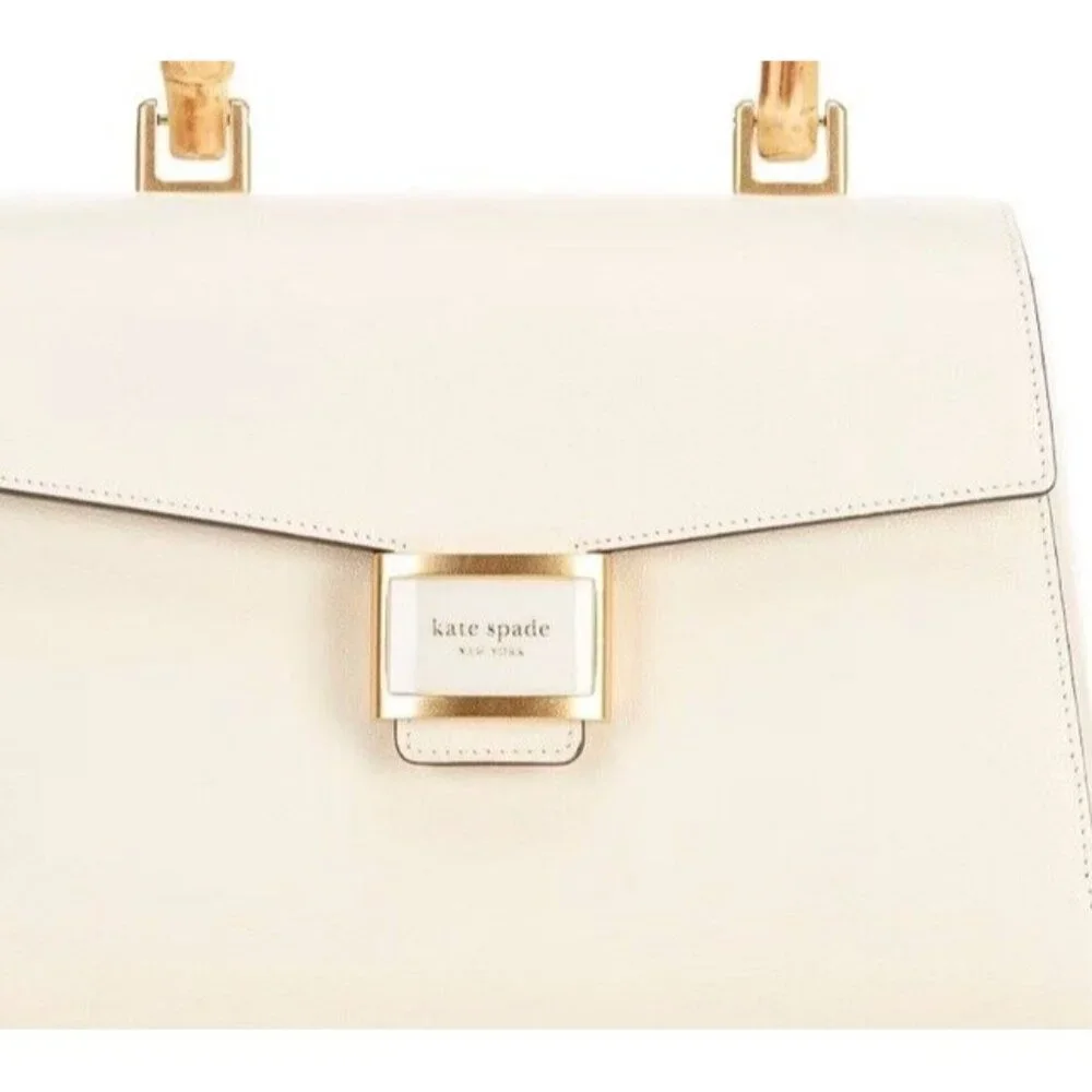 kate spade New York Katy Textured Leather Bamboo Medium Top Handle Satch… - Picture 6 of 11